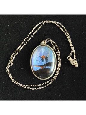 1930s Art Deco Sterling Morpho Butterfly Necklace – Rare Fold-Over Clasp [As-Is]